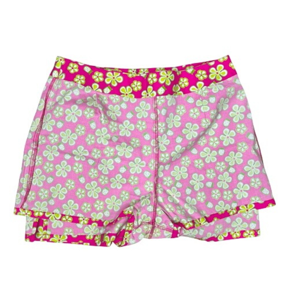 Lilly Pulitzer Vintage Dune Buggy Pink Lime Mini Skirt Skort 8 Barbiecore Bright - Picture 6 of 12